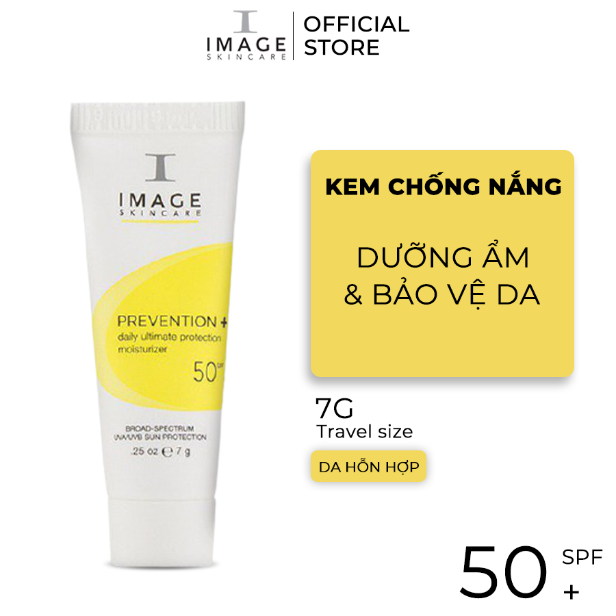 Kem chống nắng da hỗn hợp chống tia UV dưỡng ẩm phục hồi da ngăn ngừa sạm nám chống lão hóa Image Skincare Prevention+ Daily Ultimate Protection Moisturizer SPF 50 7g