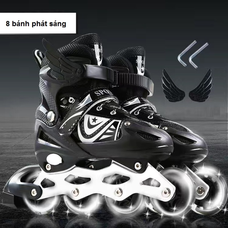 Mua [8 Bánh phát sáng] Giày trượt patin Sport điều chỉnh to nhỏ batin batanh trẻ em người lớn tặng túi