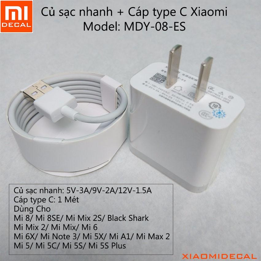 Bộ Sạc Nhanh Xiaomi Chân Type C - Trắng