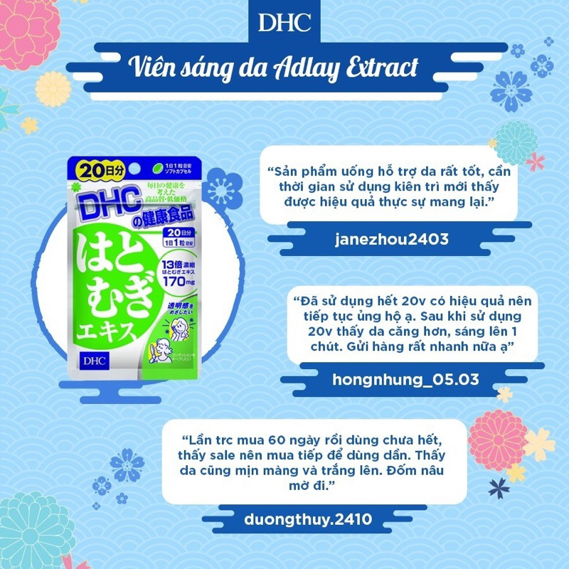 [CHÍNH HÃNG] VIÊN UỐNG TRẮNG DA DHC 20 NGÀY NHẬT BẢN