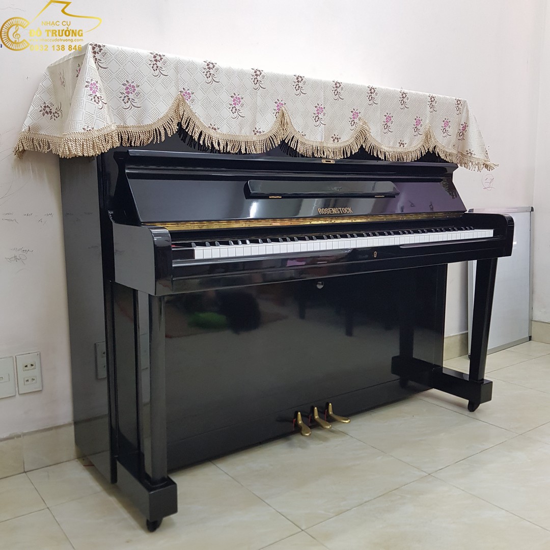 Khăn phủ đàn Piano cơ mẫu hoa hồng nâu