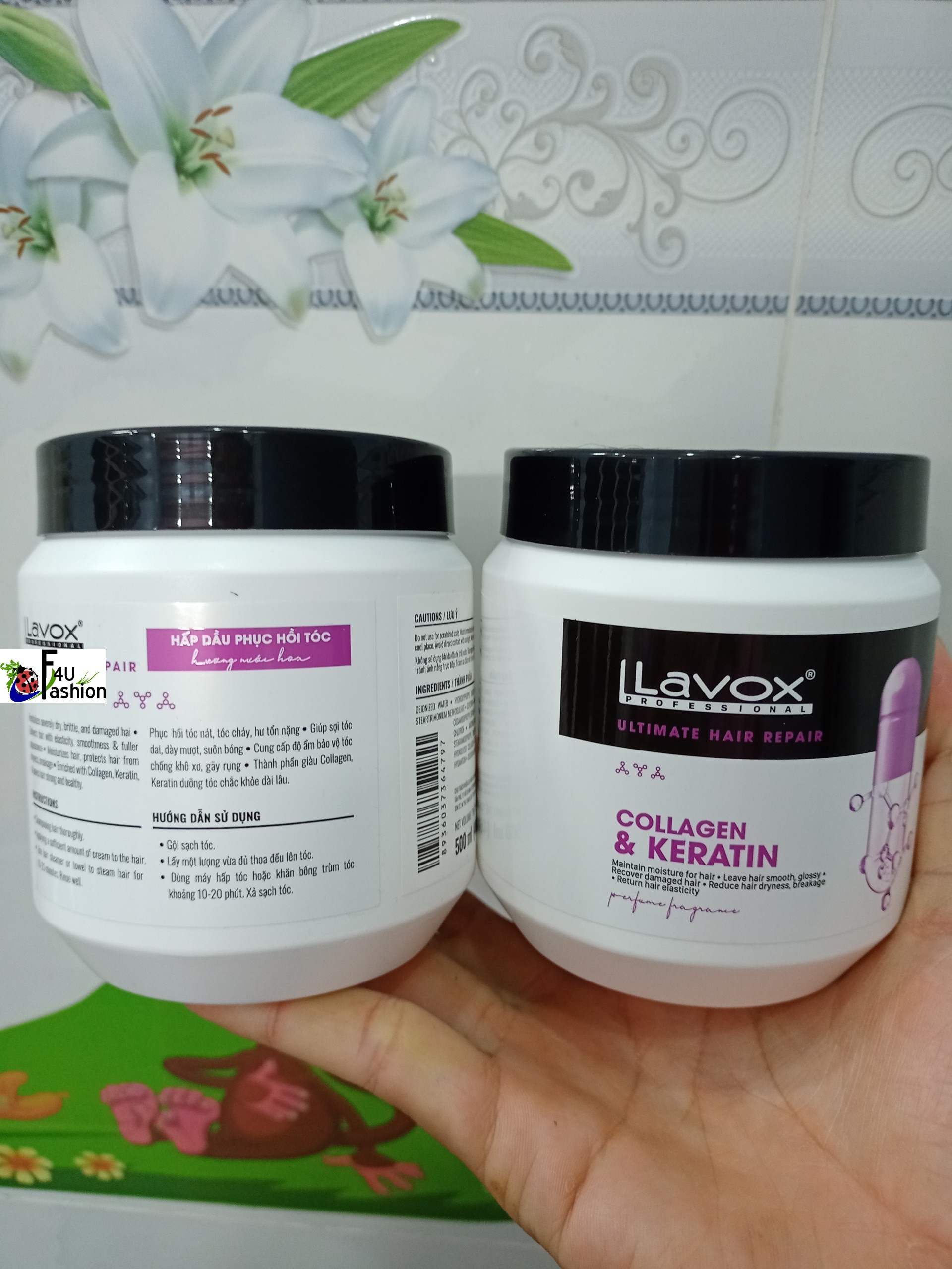 Hấp dầu phục hồi tóc collagen và keratin Lavox 500ml
