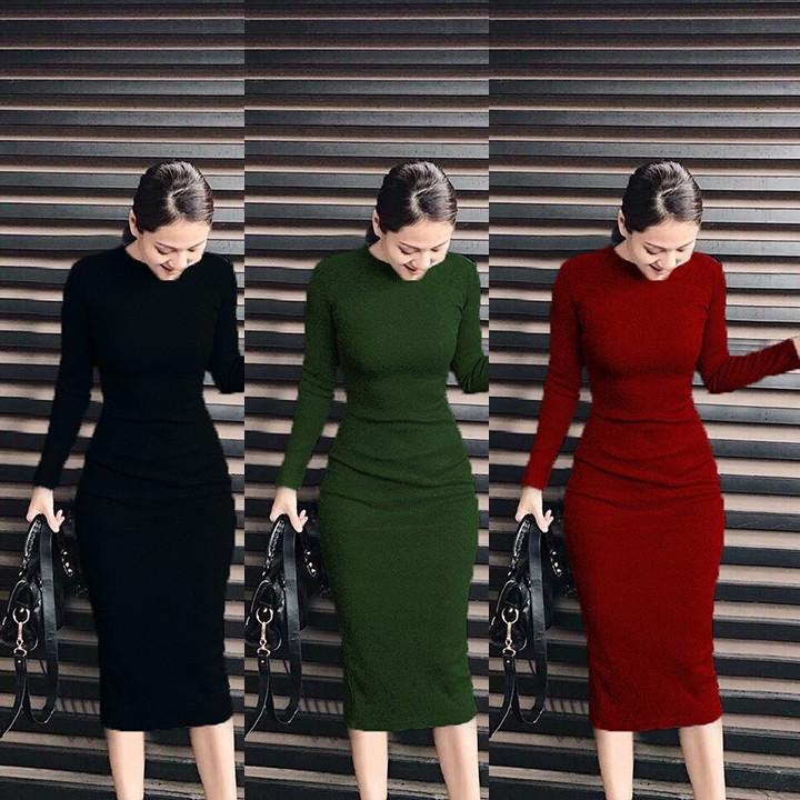[HCM]Váy boddy cổ lọ tay dài gxgs