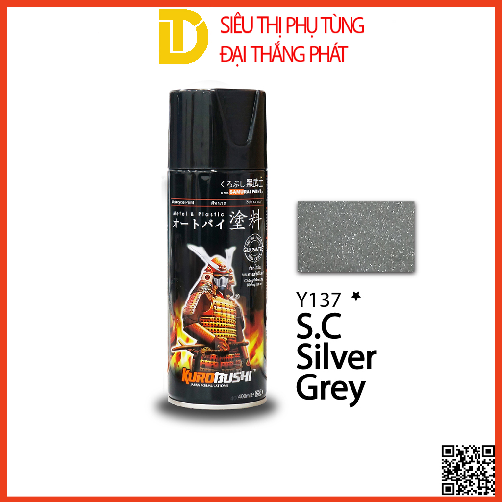 Sơn samurai sơn xịt xe máy đủ loại màu y137* màu xám bạc s.c