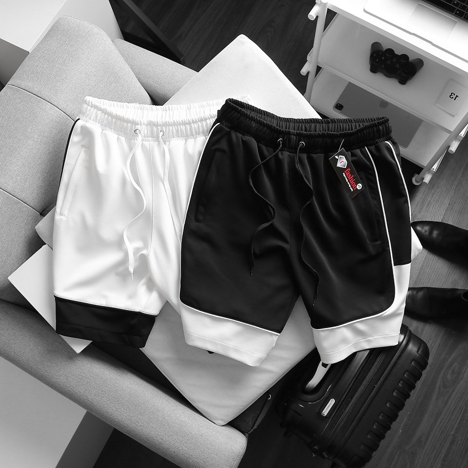 (bigsize) Quần short thun nam thời trang bigsize ( 90 - 140kg) - phối trắng đen