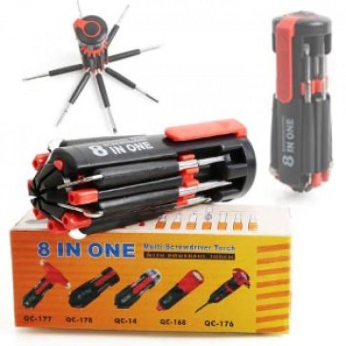 Bộ tua vít đa năng 8 đầu có đèn pin SIÊU SÁNG