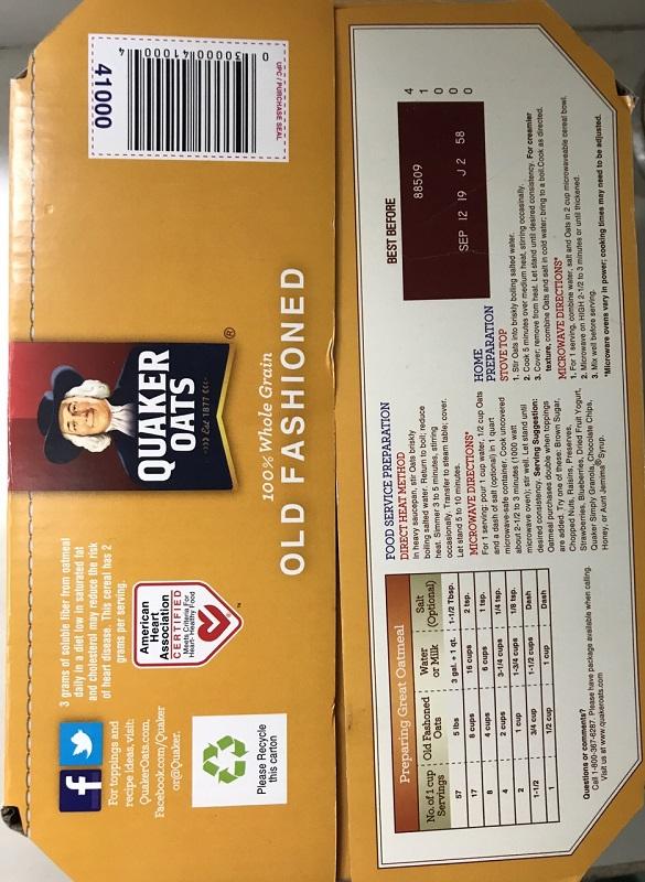 [HCM]Nửa Thùng Yến Mạch Quaker Oats Mỹ 2.25kg (cán dẹp)