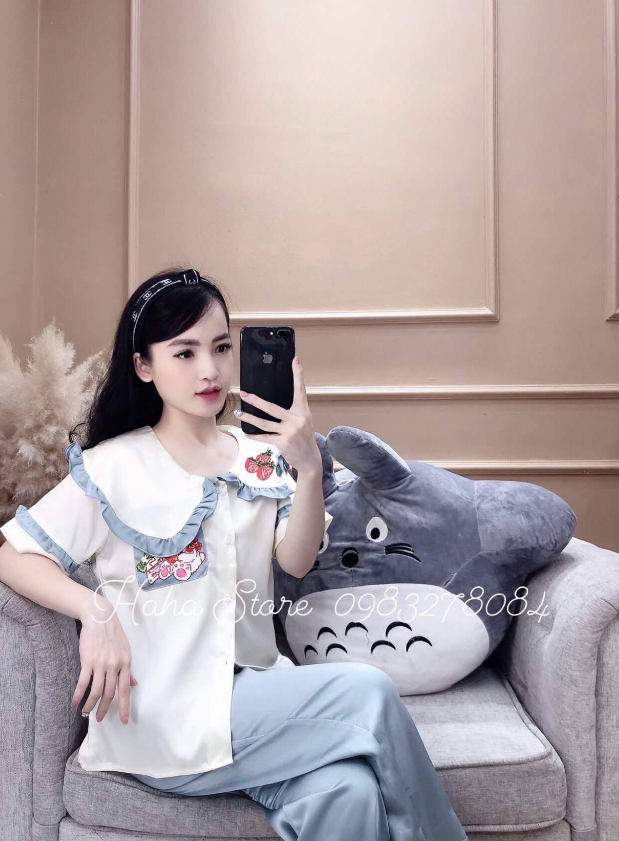 Bộ Đồ Pijama Lụa cộc tay mác SAM - LATIN Cao cấp