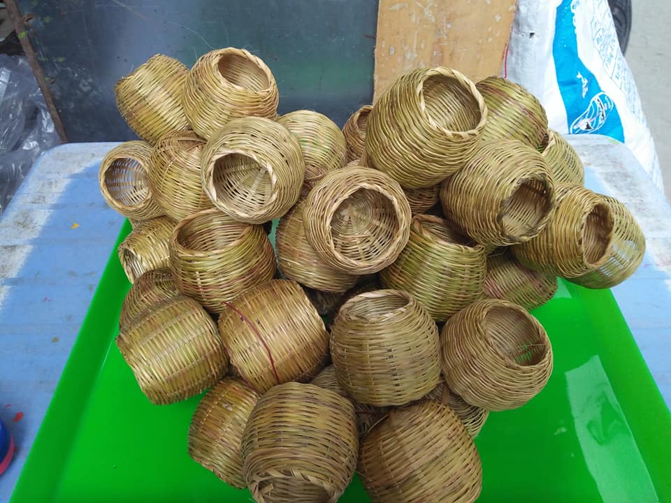 [5 Cái]Cóng tre đựng lúa cho chim cu gáy