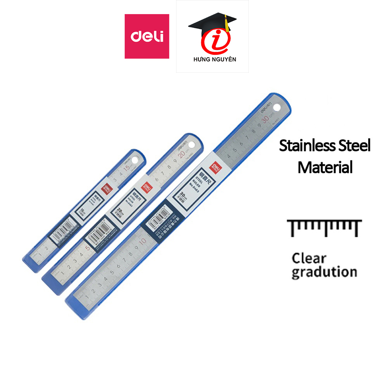 Thước kẻ sắt - Steel Ruler Deli 20 / 30 cm