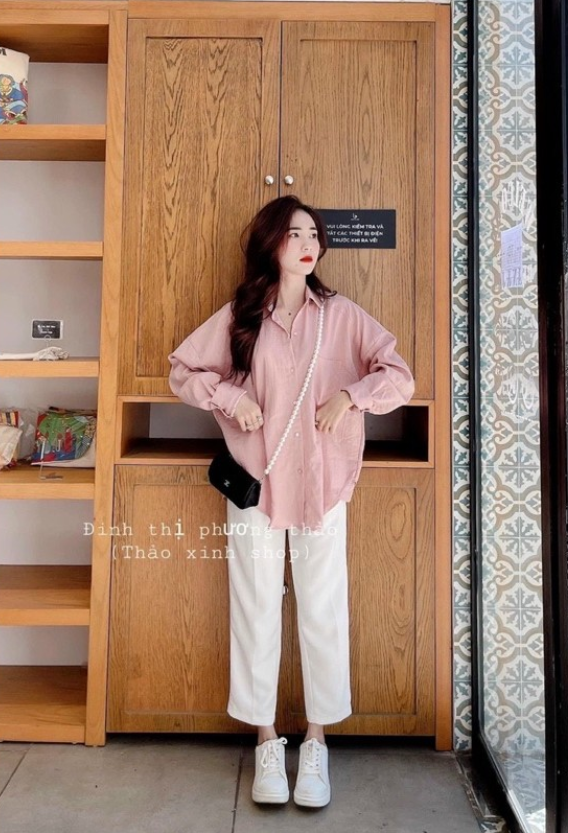 Sét đũi trắng cổ vét - bộ dài tay