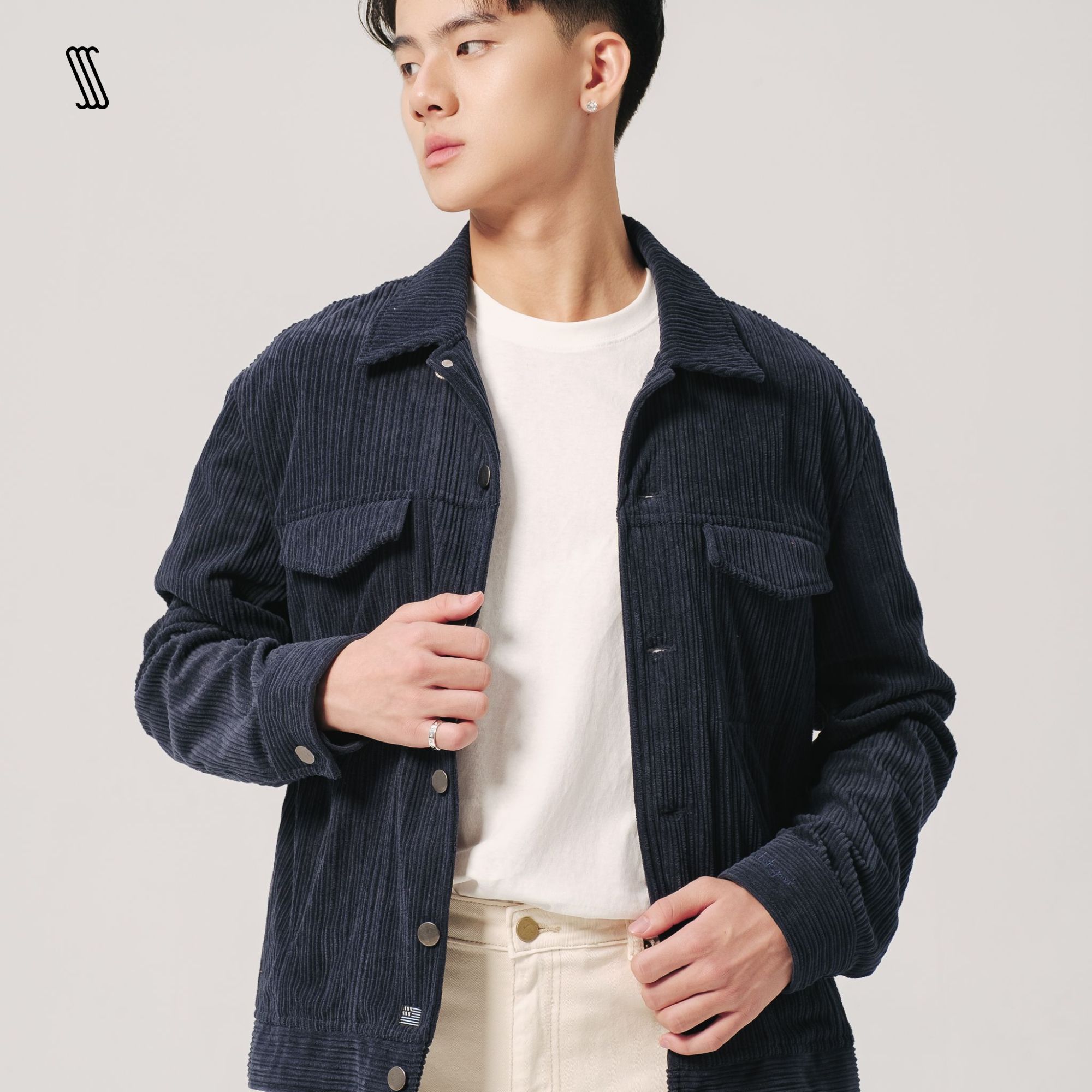 Áo khoác nam SSSTUTTER nhung có lót dáng trucker THOMAS JACKET