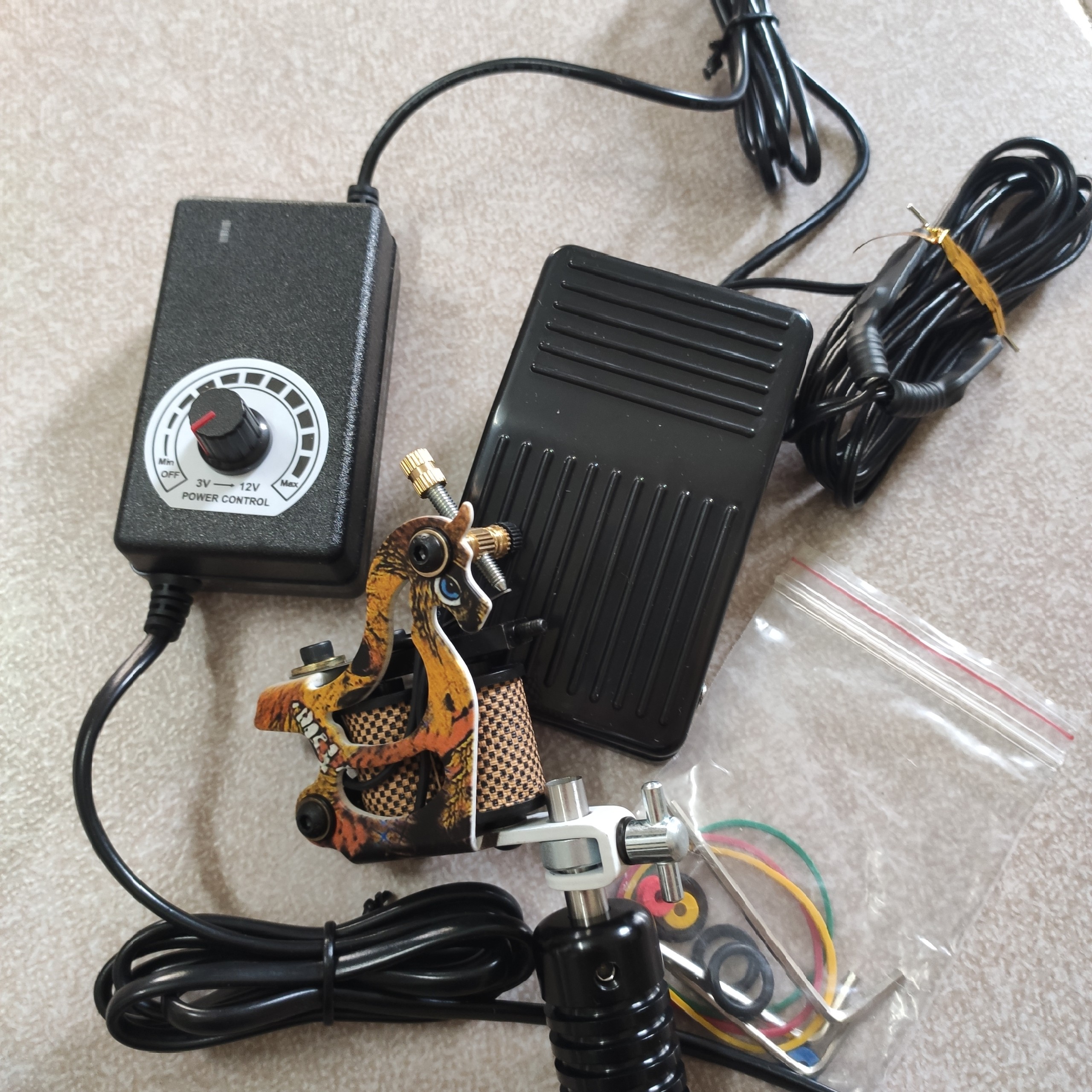 Combo 4 sản phẩm : Máy xăm + Biến Điện + Bàn Đạp + Dây Móc