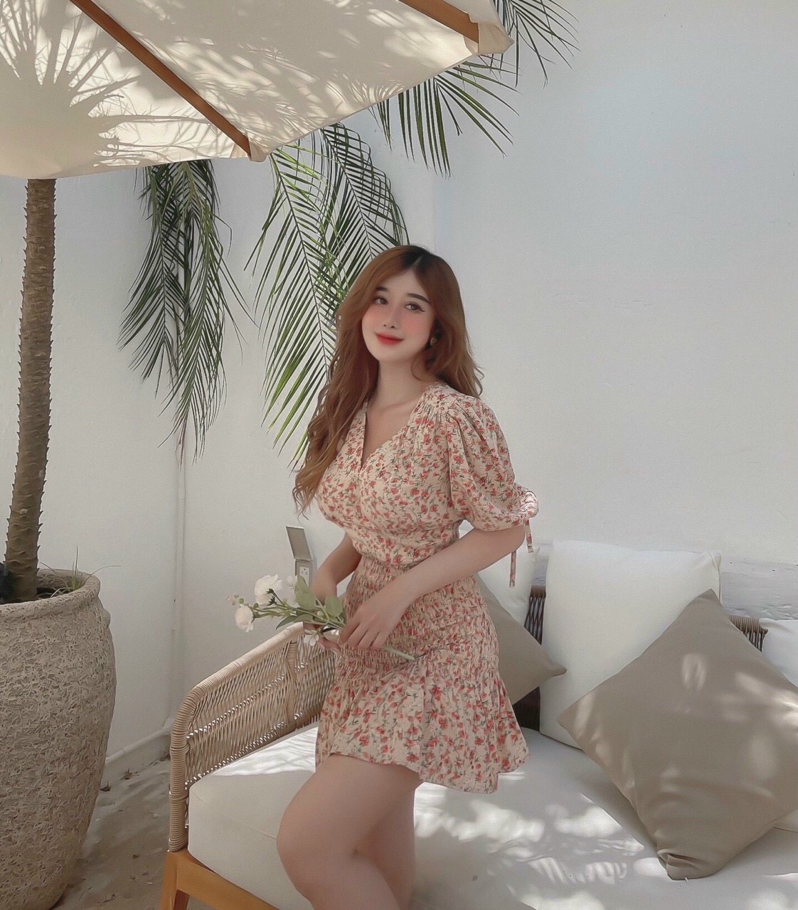 LIKEHER - Đầm hoa TK417 nhún eo trẻ trung tôn dáng