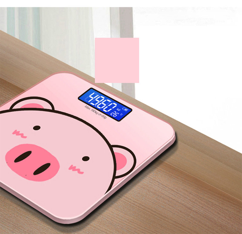 Cân điện tử sức khỏe gia đình mẫu lợn Hàn Quốc - Tặng kèm Pin và thước dây nhập khẩu