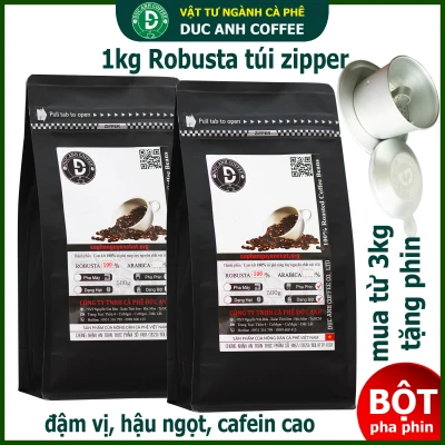[HCM]TRỢ GIÁ ĐẶC BIỆT] 1kg cà phê rang mộc DUC ANH COFFEE 100% Robusta Đậm vị hậu ngọt Dạng bột dùng pha phin Cam kết nguyên chất Rang xay khi đặt hàng - 2 gói zipper 500g ca phe ban chay - cafe pha phin