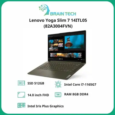 [Freeship] Laptop Lenovo Yoga Slim 7 14ITL05 14inch FHD (82A3004FVN)/ Dark Moss/ Core i7-1165G7/ RAM 8GB DDR4/ 512GB SSD/ 4 Cell/ Win 10H/ 2 Years -Braintech- BR116 Hàng Chính Hãng, Mỏng Nhẹ, Cấu Hình Ổn Định Dùng Cho Văn Phòng, Thiết Kế