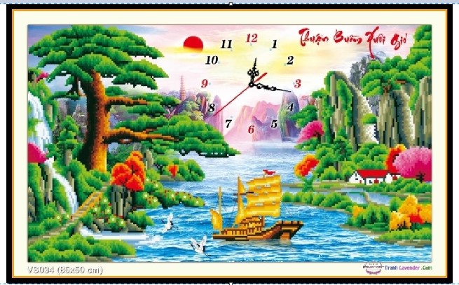 Tranh đính đá Thuận Buồm Xuôi Gió kt 85*50 cm