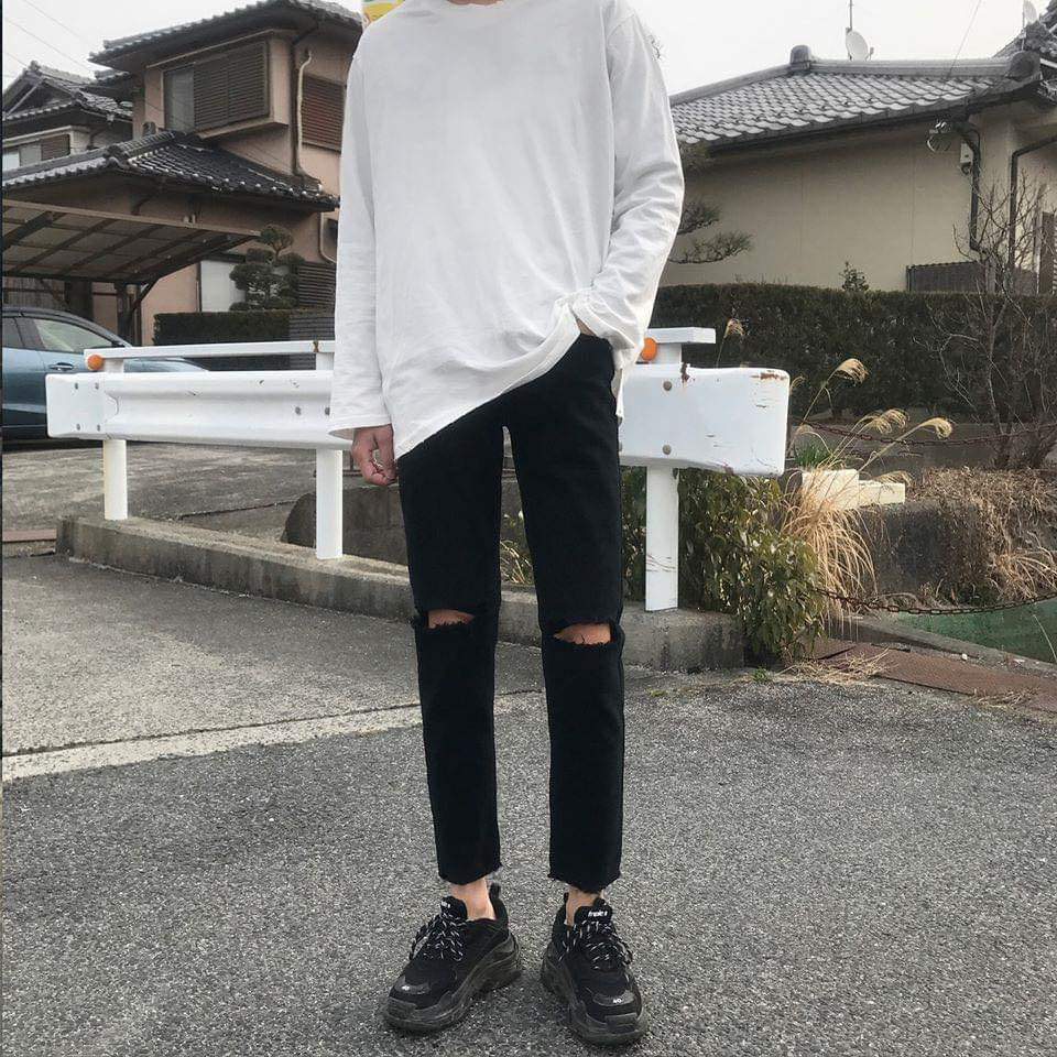 Quần Baggy Jeans Nam Xanh Trơn Dáng Đứng Suôn Phom Rộng Chất Đẹp Vải Mềm Mịn