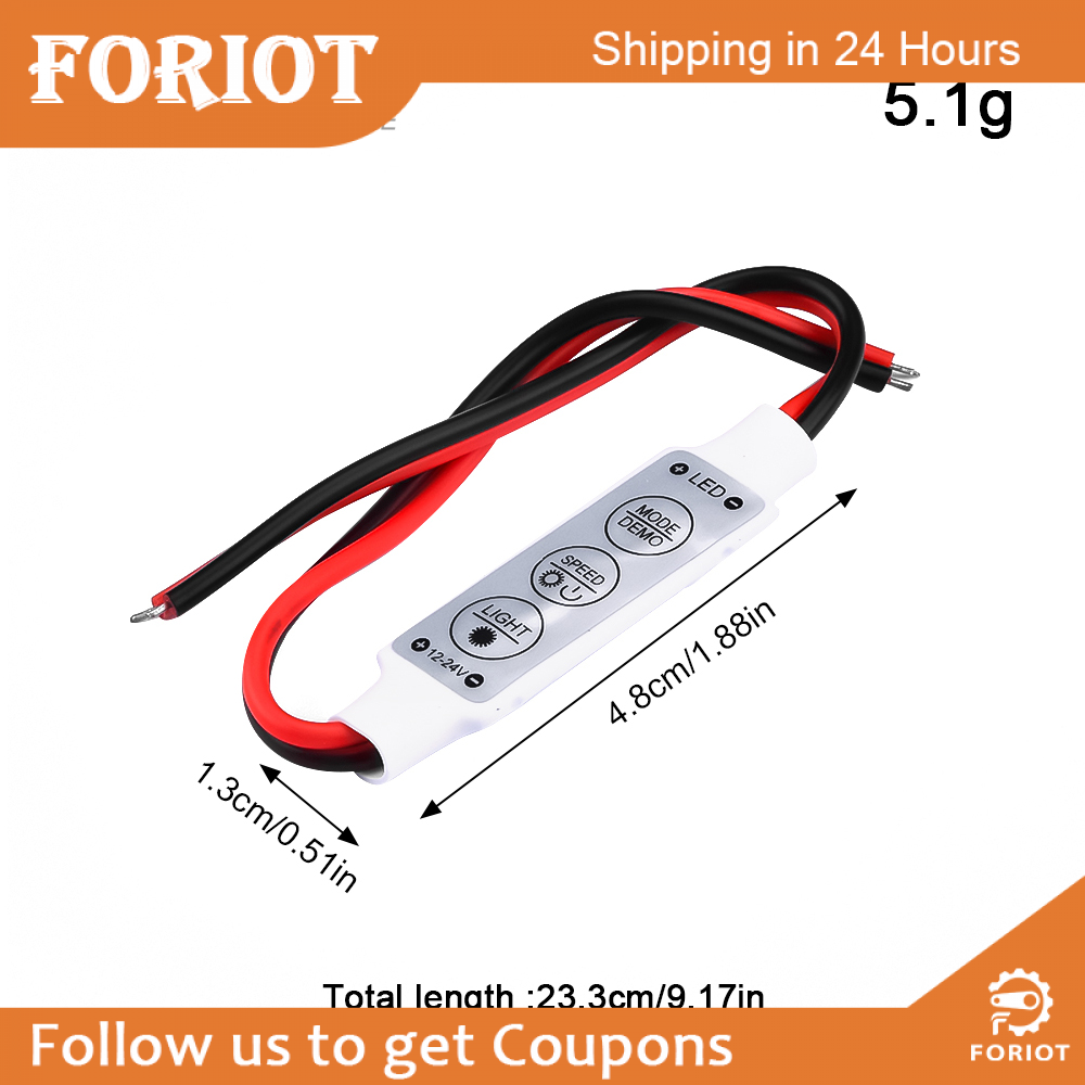 Foriot Mini 12V LED Lamp with Dimming Controller and On Off Switch 3528 5050
