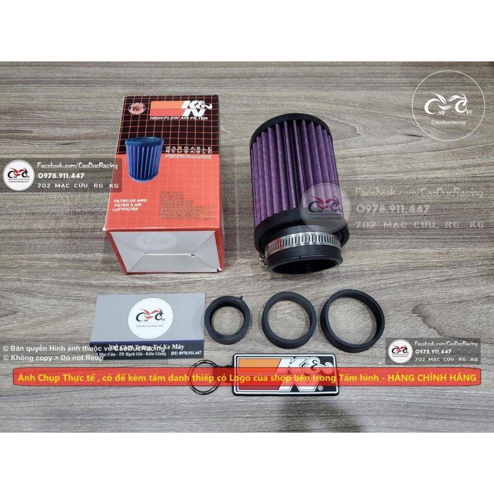 Lọc gió trụ K&N - tặng móc khóa K&N ( Đủ ron lắp mọi loại xe) CD68