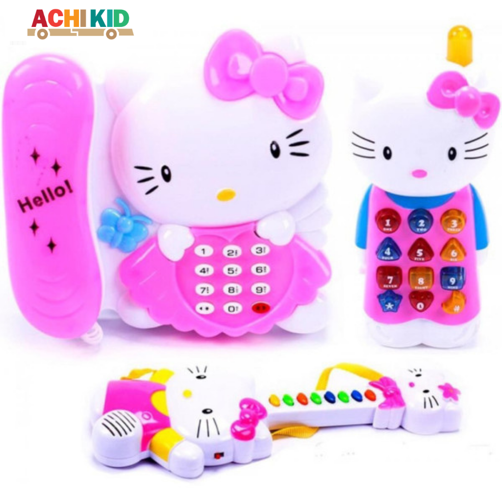 BỘ ĐÀN HELLO KITTY 3TRONG 1 CHO BÉ, ĐÀN HELLO KITTY HỒNG
