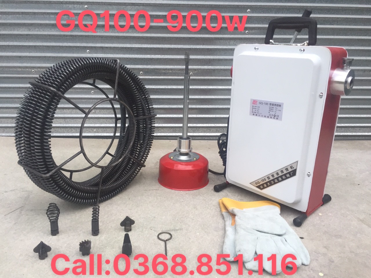 Máy thông cống GQ-100 -900w 1.Đặc điểm: Máy thông cống GQ-100: động cơ máy tạo ra mô men xoắn và chuyền chuyển động xoay