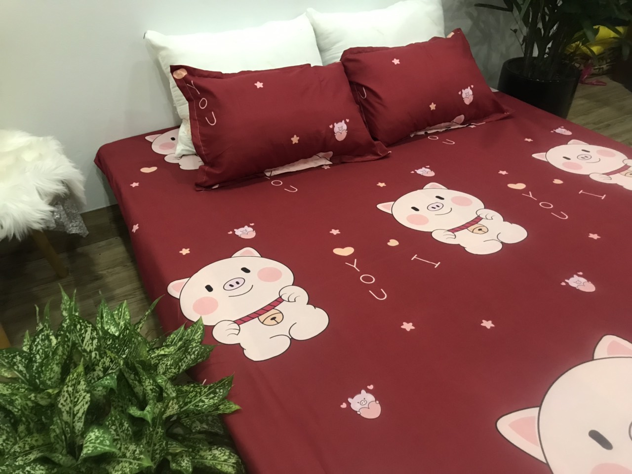 Set Ga Gối Mẫu Lợn Đỏ P7