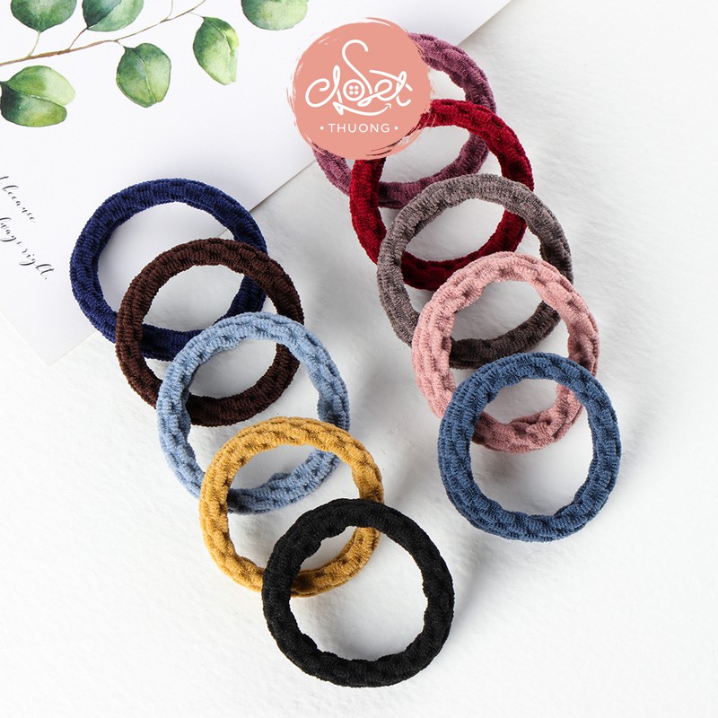 Set 10 Dây buộc tóc, chun buộc tóc, cột tóc phong cách Hàn Quốc nhiều màu DC01
