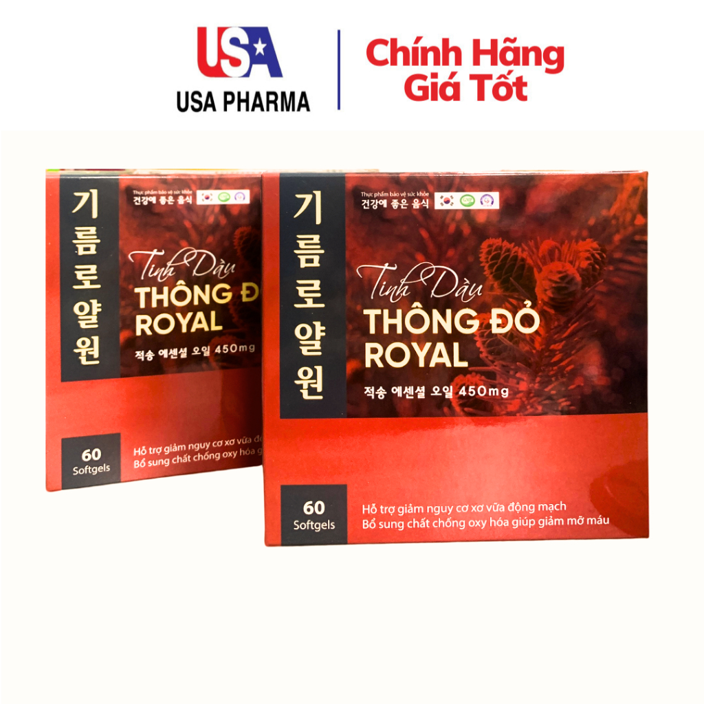 Viên uống tinh dầu thông đỏ royal giúp giảm mỡ máu, hỗ trợ giảm nguy cơ xơ vữa động mạch - hộp 60 viên
