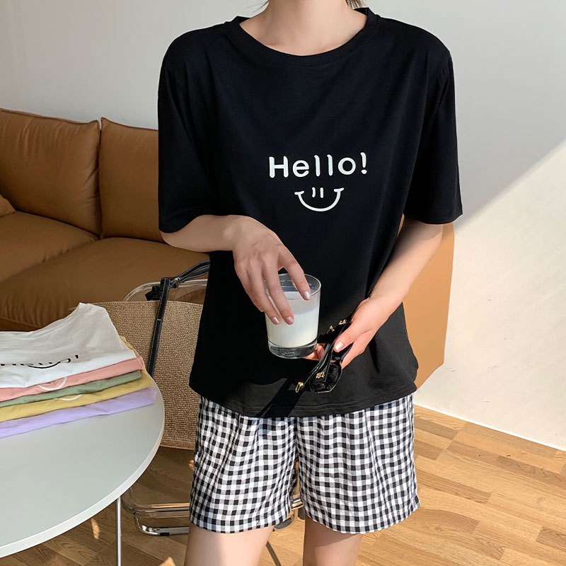 Set mặc nhà nữ hình hello mặc cười siêu xinh