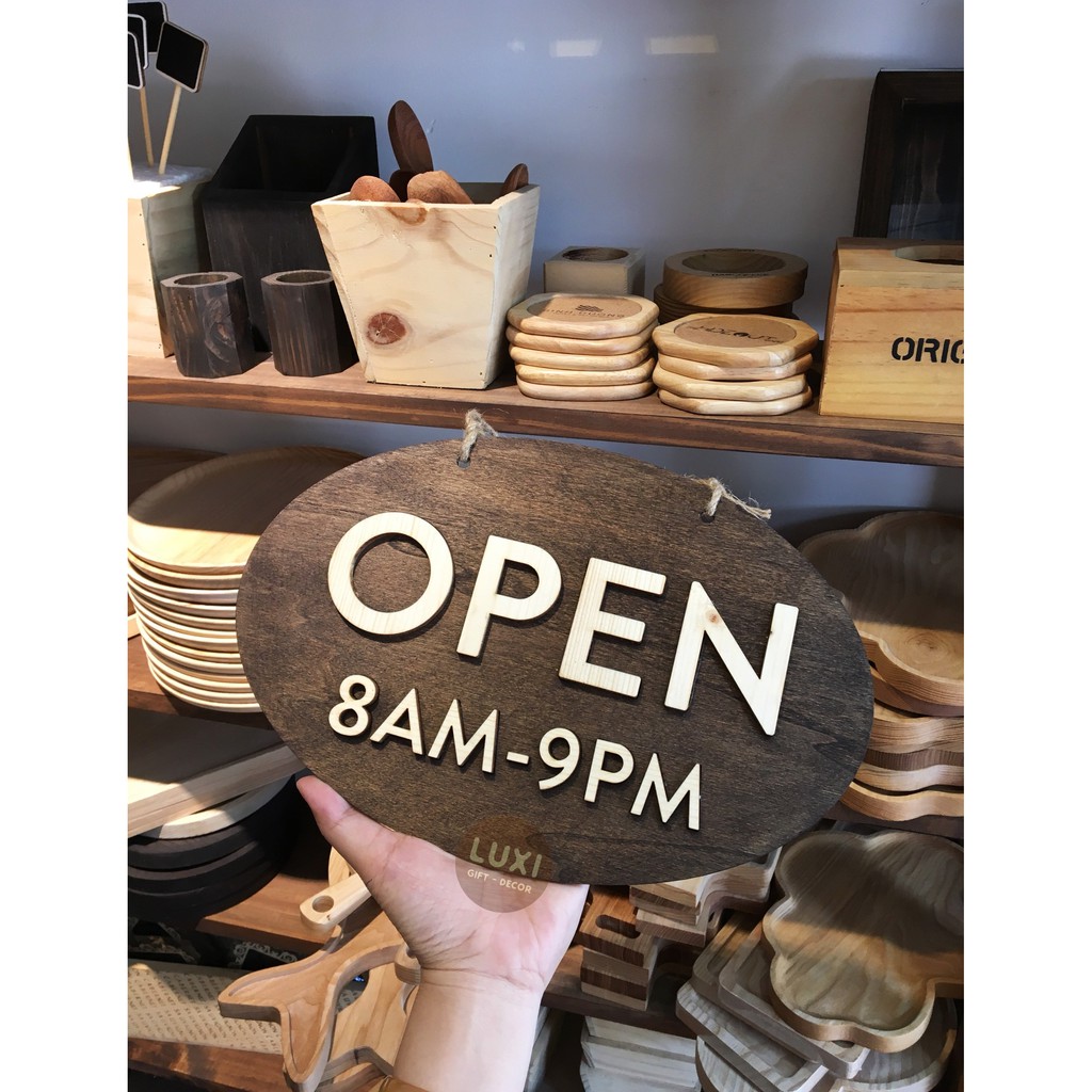 Bảng gỗ treo của 2 mặt Open - Closed nhiều khung LUXI decor