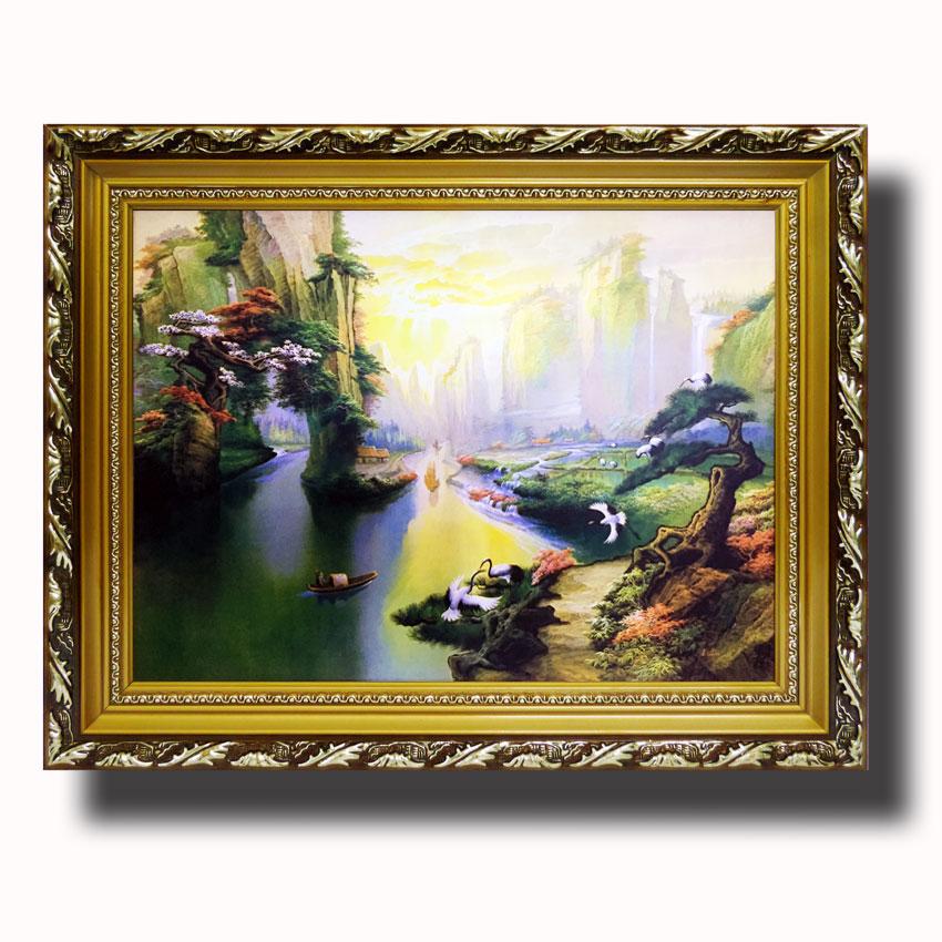 Tranh treo tường - Sơn Thủy Hữu Tình 02 - Tranh Minh Hiền (KHUNG GỖ - 70 x 100cm)