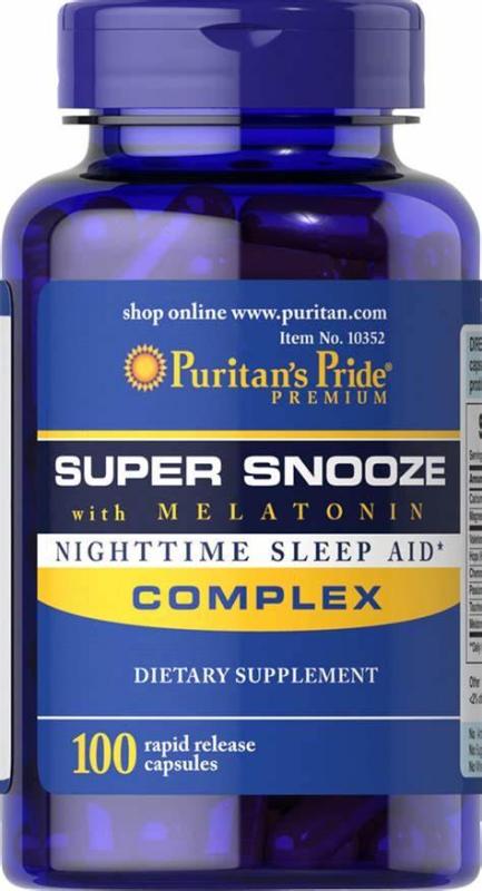 SUPER SALES - CLEAR STOCK - chỉ với 99K - Viên uống giúp ngủ ngon Puritans Pride Super Snooze with Melatonin 100 viên HSD 07/2019