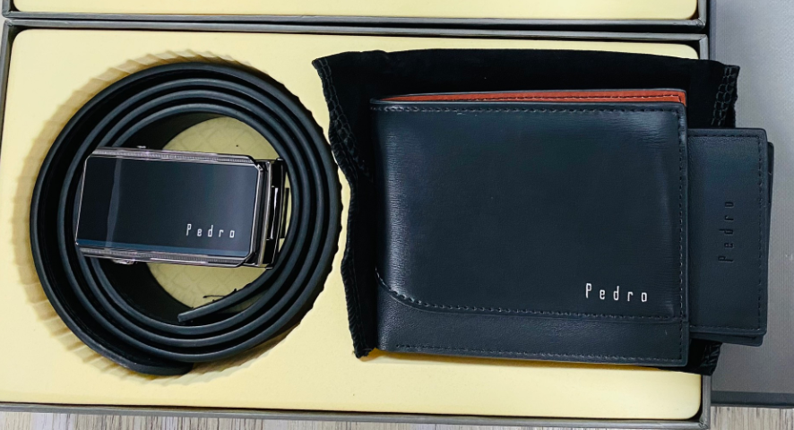 Set Ví Thắt Lưng PEDRO nam full box, túi giấy hàng [TẶNG KÈM CARDHOLDER]
