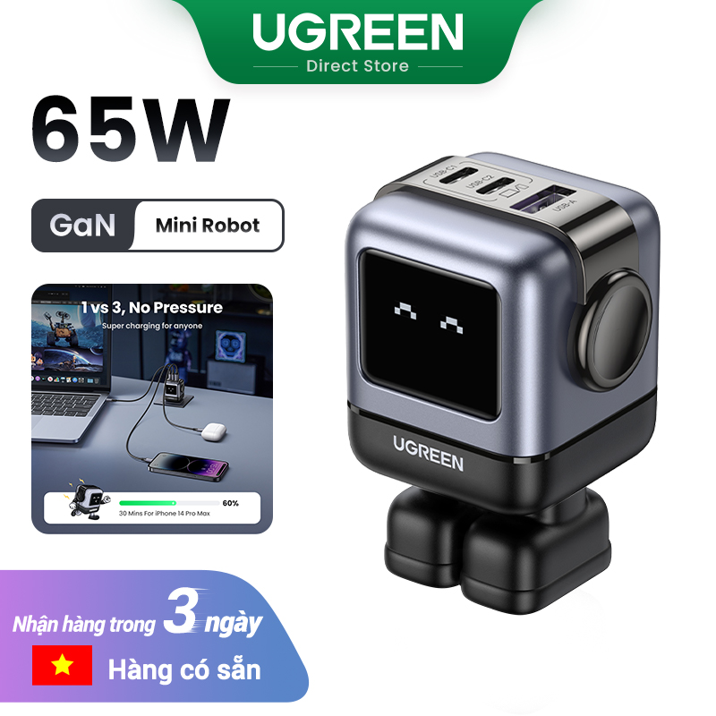 Mua 1 vẫn Freeship UGREEN 65W RoboGaN Mini Charging for iphone 15 14 13 12
