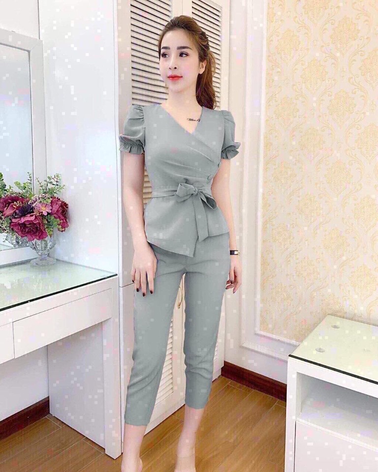 Set Bộ Đùi Vạt Chéo Thắt Nơ Eo