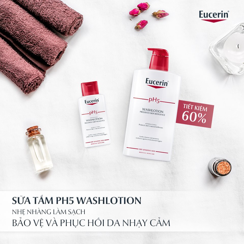 Sữa Tắm Và Rửa Mặt Dành Cho Da Nhạy Cảm Eucerin pH5 400ml