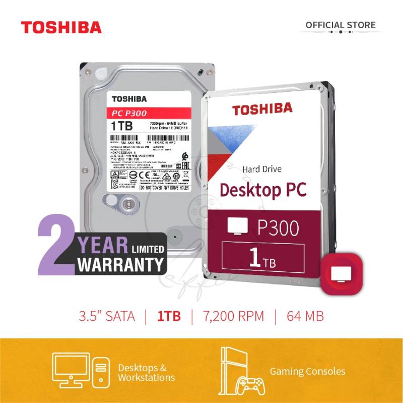 Bảng giá Ổ cứng Gắn Trong Toshiba P300 1TB Desktop Chính Hãng Phong Vũ