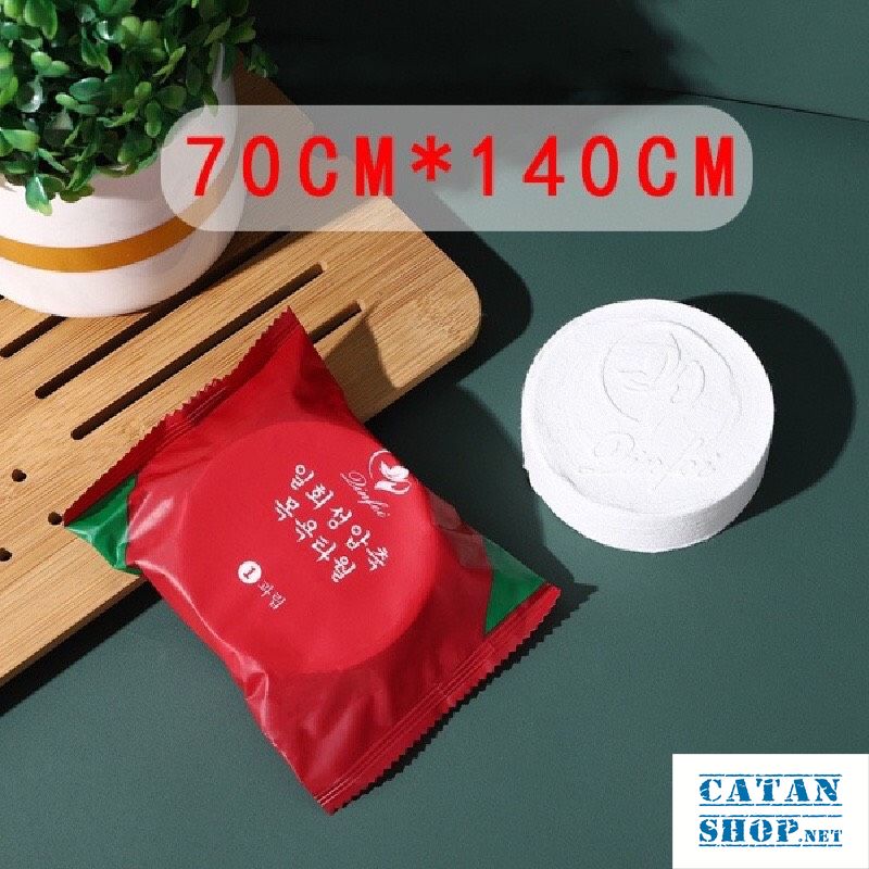 01 Khăn Tắm Viên Nén Du Lịch Túi Đỏ (70x140cm) Dùng Một Lần, Khăn Tắm Cotton Tiện Lợi, Đa Năng Thấm Nước Tốt GD650-KDo-140