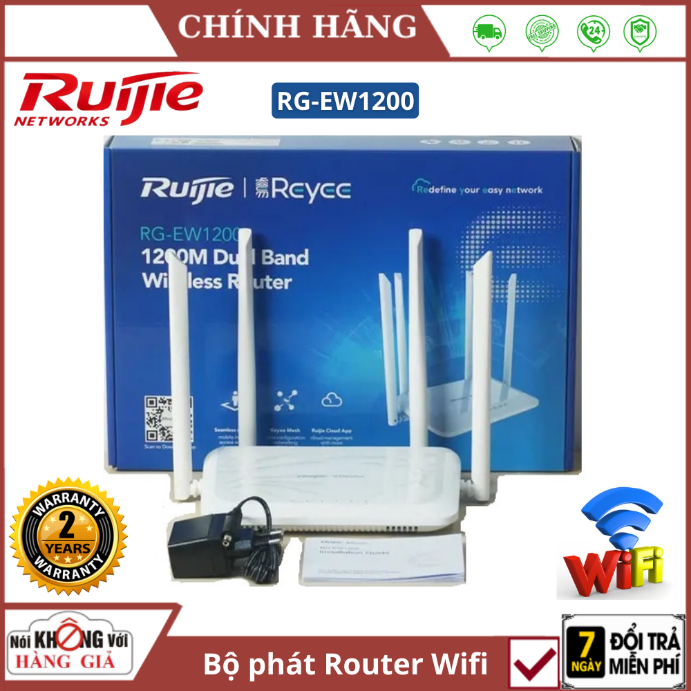 Bộ Phát Wifi Ruijie RG-EW1200 băng tầng kép chuẩn AC1200Mbps - Bảo Hành 2 Năm - Router Wifi , Mở Rộng Sóng wifi , Bộ Thu Phát Wifi , kích sóng wifi