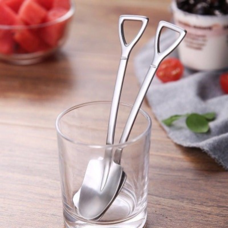 Thìa inox hình xẻng kute, thìa muỗng inox hình xẻng ăn trái cây, pha cafe