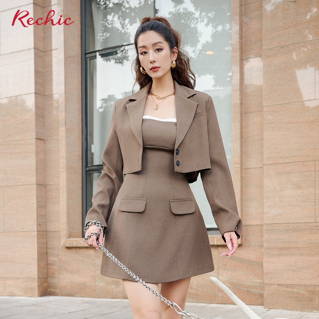 RECHIC Đầm cúp ngực Halain dáng chữ A sang trọng