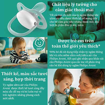 Ty ngậm Avent thông khí Lime (0_6 )vỉ đôi bé gái