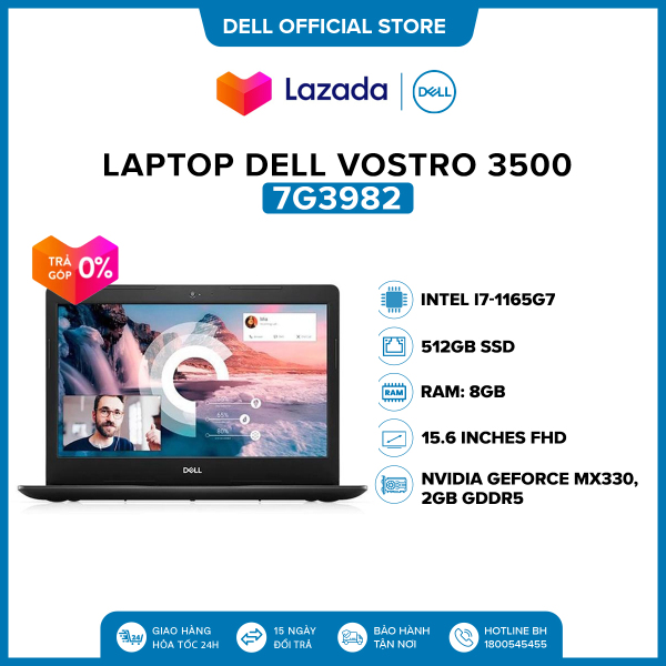 Bảng giá [VOUCHER 500K] Laptop Dell Vostro 3500 15.6 inches FHD (Intel / i7-1165G7 / 8GB / 512GB SSD / NVIDIA GeForce MX330, 2GB GDDR5 / Win 10 Home SL) l Black l 7G3982 l HÀNG CHÍNH HÃNG Phong Vũ