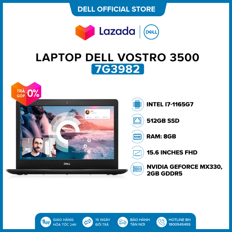 [VOUCHER 500K] Laptop Dell Vostro 3500 15.6 inches FHD (Intel / i7-1165G7 / 8GB / 512GB SSD / NVIDIA GeForce MX330, 2GB GDDR5 / Win 10 Home SL) l Black l 7G3982 l HÀNG CHÍNH HÃNG