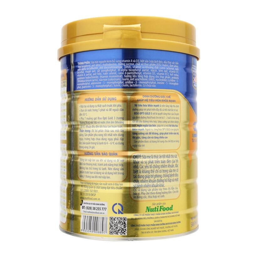 [Hoàn tiền 12%] Sữa Bột Riso Opti gold 1 850g