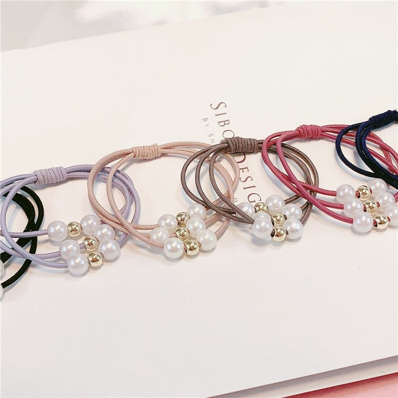 COMBO 05 CỘT TÓC MIX NGỌC 3 VÒNG SẮC MÀU