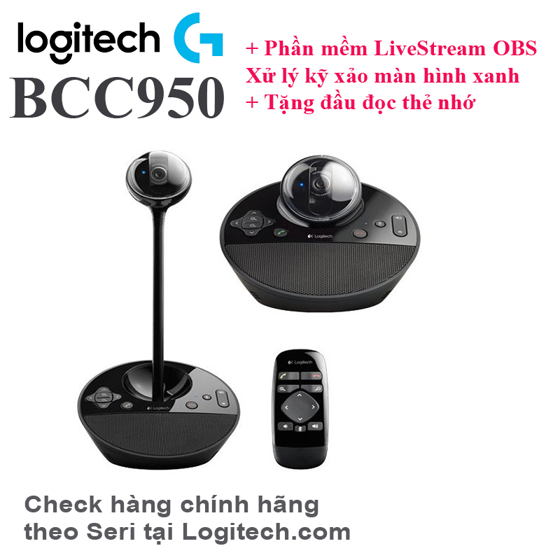 Logitech BCC950 ConferenceCam System xác thực hàng chính hãng theo seri, tặng đầu đọc thẻ