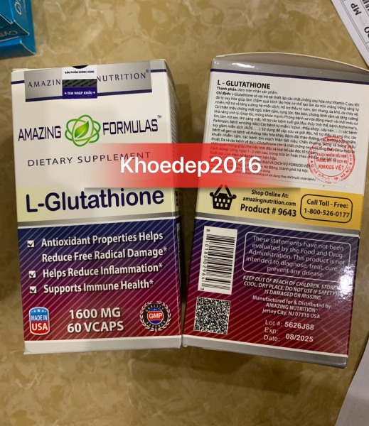Amazing formulas L-Glutathione giúp làn da mịn màng trắng sáng